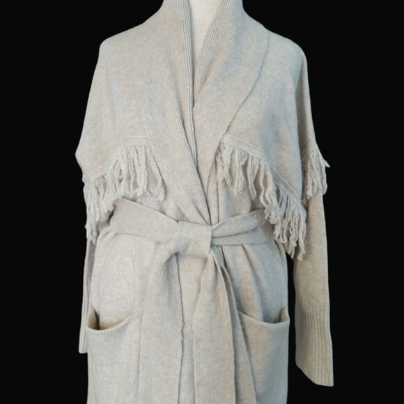 NWT Ophelia Roe Neutral Boho Western Cardigan Wrap Duster Sweater 2X - Picture 3 of 10
